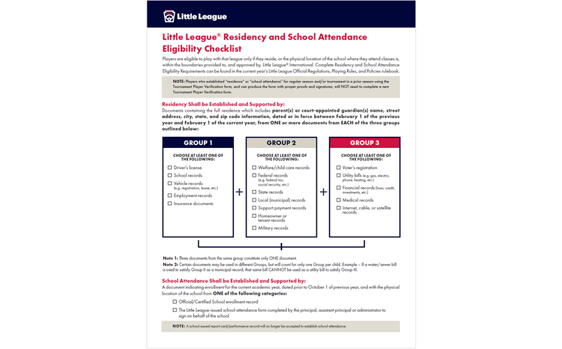Residency Eligibility Checklist